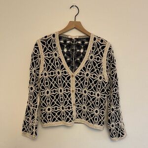 Solitaire Crochet Knit Cardigan Sweater – Size Medium